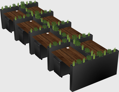 Rectangular shared desk