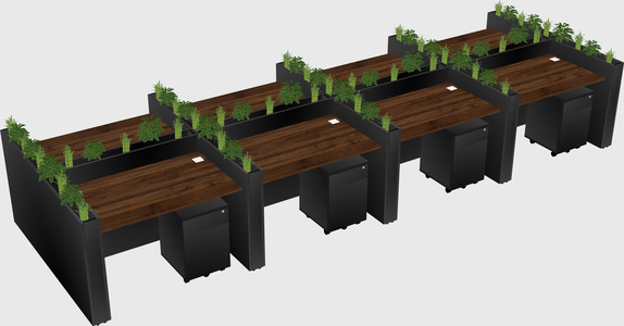Rectangular shared desk