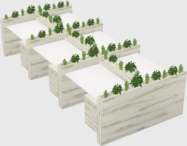 Rectangular shared desk