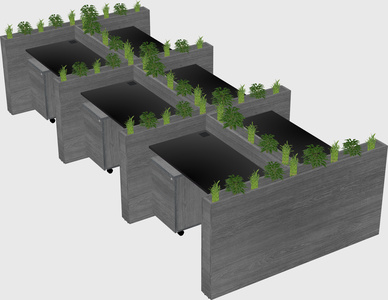 Rectangular shared desk
