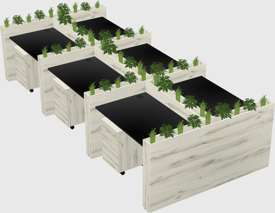 Rectangular shared desk