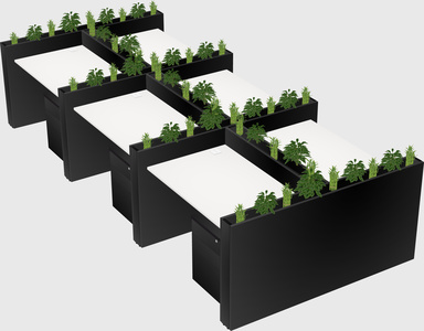 Rectangular shared desk