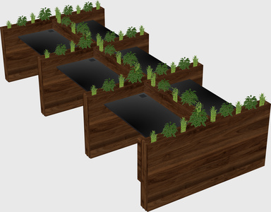 Rectangular shared desk