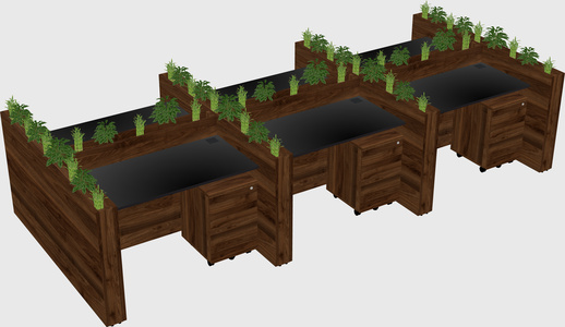 Rectangular shared desk