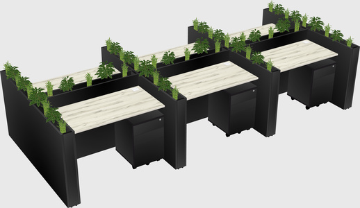 Rectangular shared desk