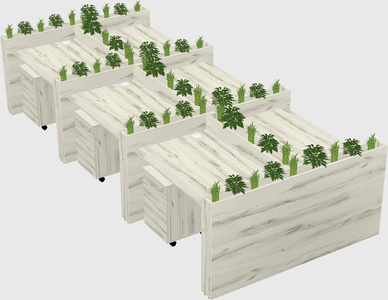 Rectangular shared desk