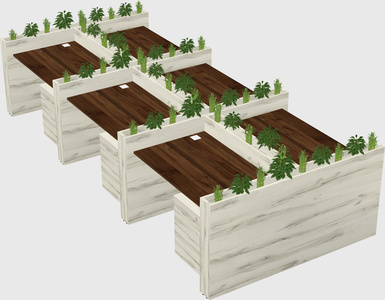 Rectangular shared desk