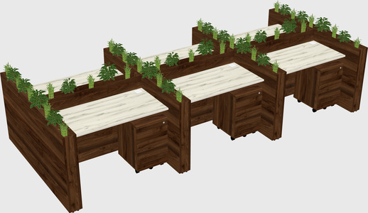 Rectangular shared desk