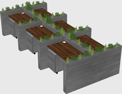 Rectangular shared desk
