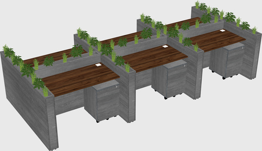 Rectangular shared desk
