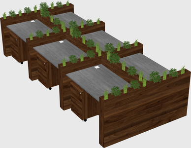 Rectangular shared desk