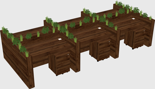Rectangular shared desk