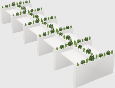 Rectangular shared desk