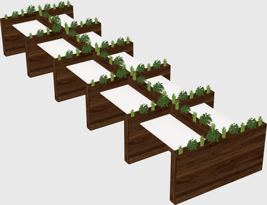 Rectangular shared desk