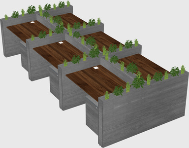 Rectangular shared desk