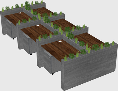 Rectangular shared desk