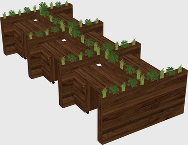 Rectangular shared desk