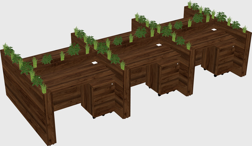 Rectangular shared desk