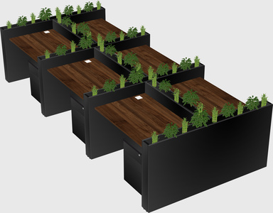 Rectangular shared desk