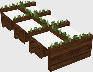 Rectangular shared desk
