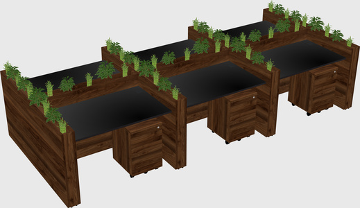 Rectangular shared desk