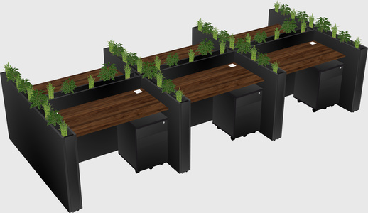 Rectangular shared desk