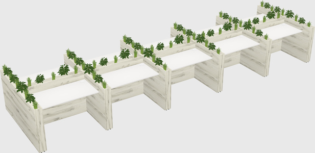 Rectangular shared desk