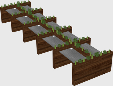 Rectangular shared desk