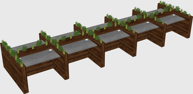 Rectangular shared desk