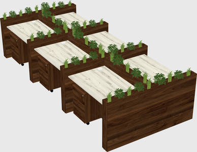 Rectangular shared desk