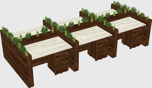 Rectangular shared desk