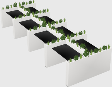 Rectangular shared desk