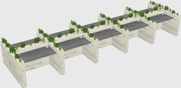Rectangular shared desk