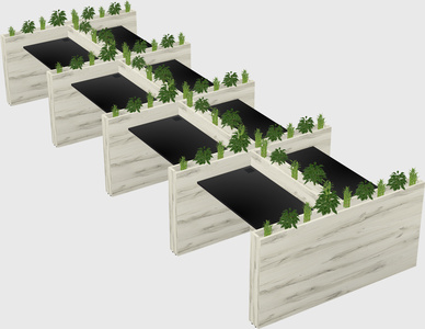 Rectangular shared desk