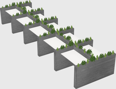 Rectangular shared desk