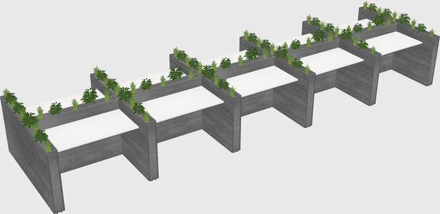 Rectangular shared desk