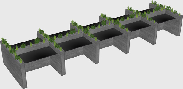 Rectangular shared desk