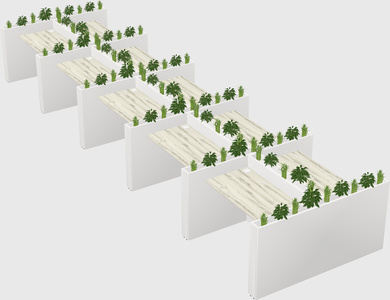 Rectangular shared desk