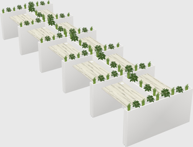 Rectangular shared desk