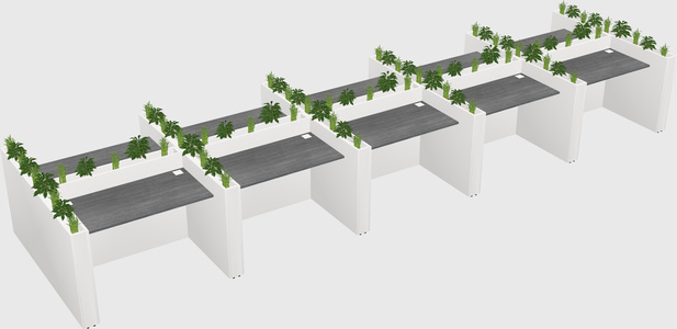 Rectangular shared desk