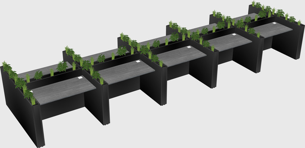 Rectangular shared desk