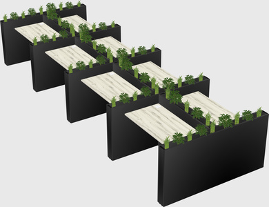 Rectangular shared desk