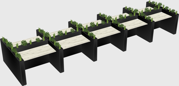 Rectangular shared desk