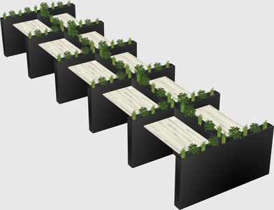 Rectangular shared desk