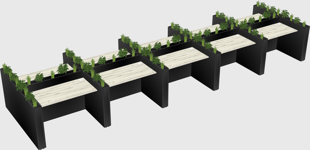 Rectangular shared desk