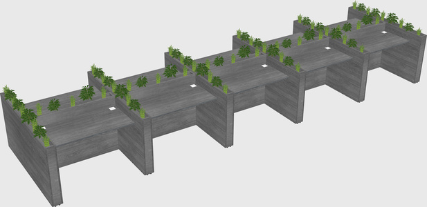 Rectangular shared desk