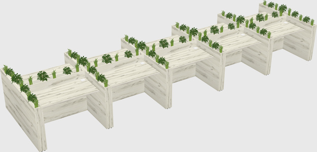 Rectangular shared desk