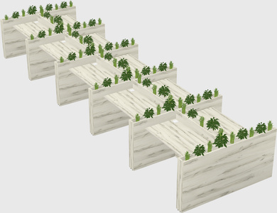 Rectangular shared desk