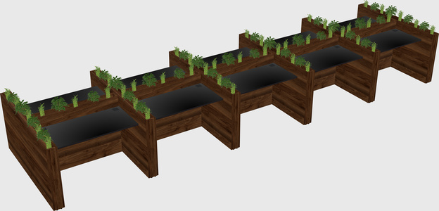Rectangular shared desk