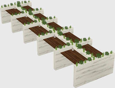 Rectangular shared desk